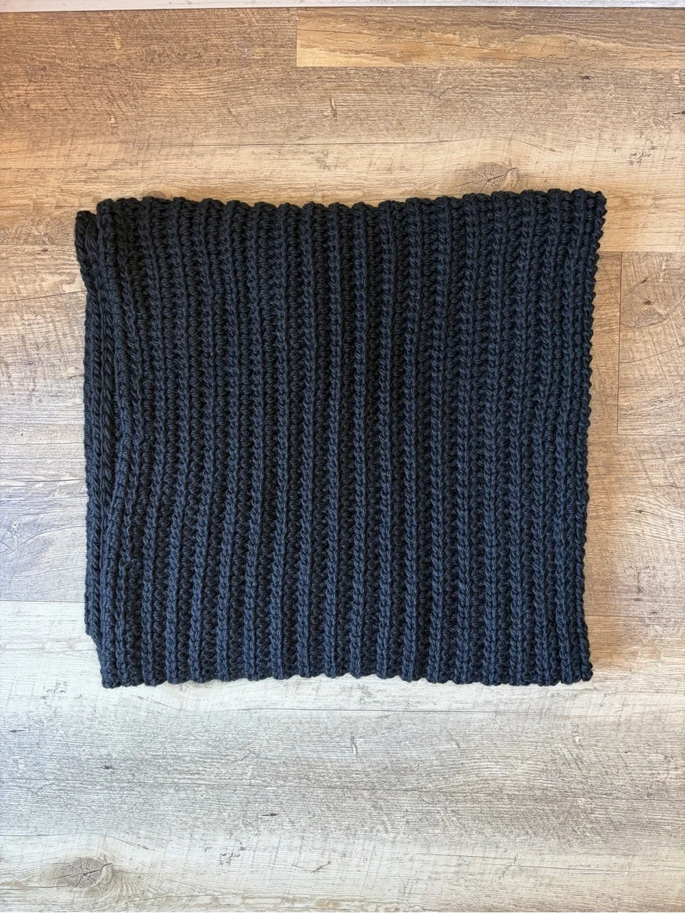 COACH Black Wool Blend Chunky Knit Infinity Scarf Cozy Winter City Girl